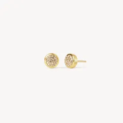 Soft Gold Sparkle Bezel Stud Earrings - Hillberg & Berk