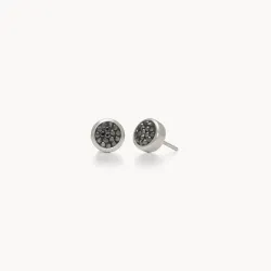 Hematite Sparkle Bezel Stud Earrings - HILLBERG & BERK