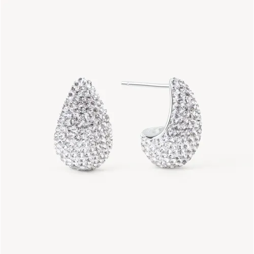 White Mini Dream Puff™ Sparkle Stud Earrings - Hillberg & Berk