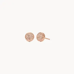 Rose Gold Sparkle Bezel Stud Earrings - Hillberg & Berk