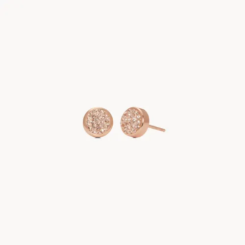 Rose Gold Sparkle Bezel Stud Earrings - Hillberg & Berk