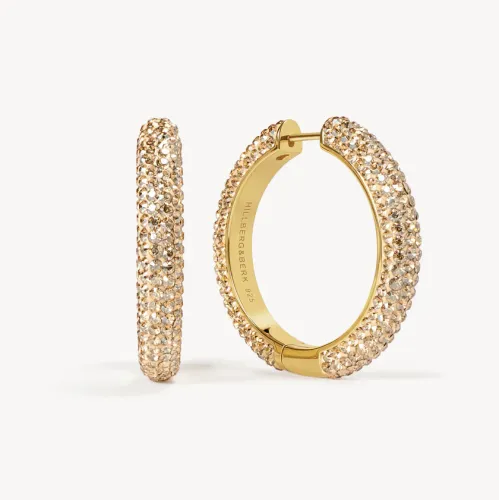 Soft Gold Sparkle Hoop Earrings (Large) - Hillberg & Berk