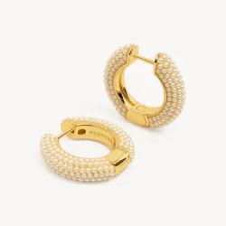 Cream Pearl Hoop Earrings - Hillberg & berk