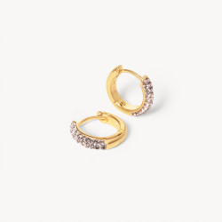 Champagne Always On Sparkle Hoop Earrings - Hillberg & Berk
