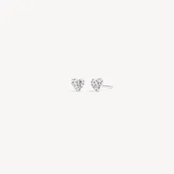 White Mini Sparkle Heart Stud Earrings 6mm - Hillberg & Berk