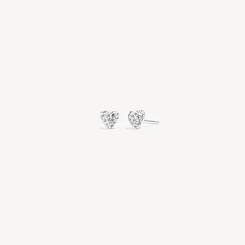 White Mini Sparkle Heart Stud Earrings 6mm - Hillberg & Berk