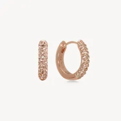 Rose Gold Always On Sparkle Hoop Earrings - Hillberg & Berk