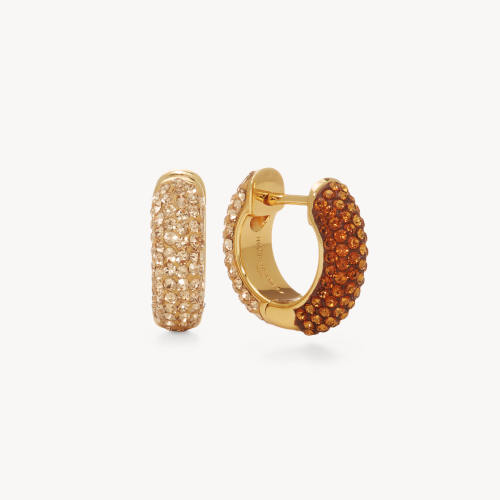 Light Amber/Gold Two Tone Reversible Sparkle Ball Hoop Earrings (Small)- Hillberg & Berk LIMITED EDITION