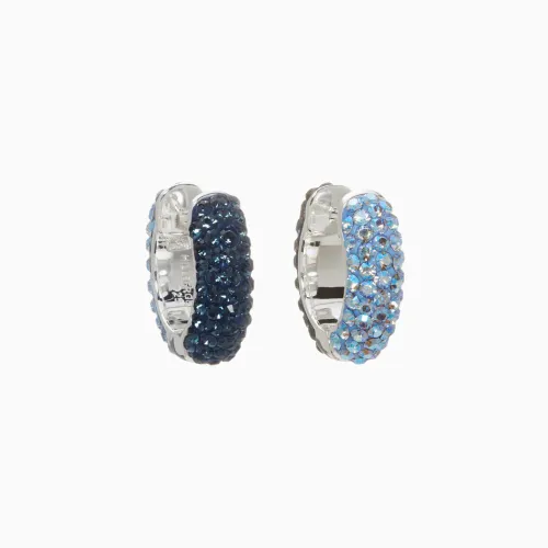 Navy/Celestial Sky Two Tone Reversible Sparkle Hoop Earrings (Small)- Hillberg & Berk