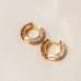 Light Amber/Gold Two Tone Reversible Sparkle Ball Hoop Earrings (Small)- Hillberg & Berk LIMITED EDITION