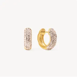 Champagne Starburst Sparkle Reversible Hoop Earrings - Hillberg & Berk