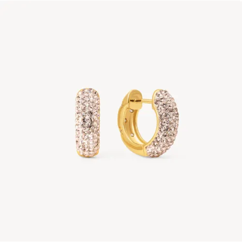 Champagne Starburst Sparkle Reversible Hoop Earrings - Hillberg & Berk