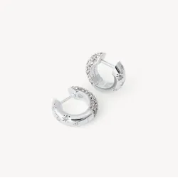 White/Silver Starburst Sparkle Reversible Hoop Earrings - Hillberg & Berk
