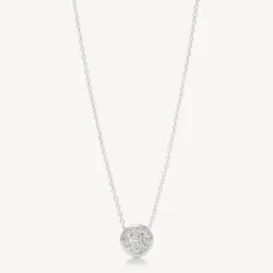 White Sparkle Bezel Pendant Necklace - Hillberg & Berk