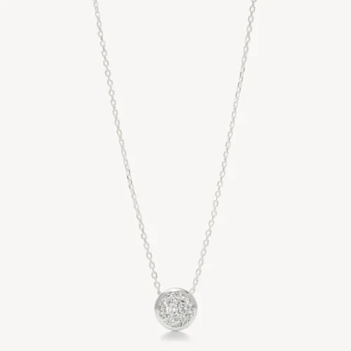 White Sparkle Bezel Pendant Necklace - Hillberg & Berk