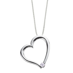 Canadian Diamond Heart Necklace- White Gold