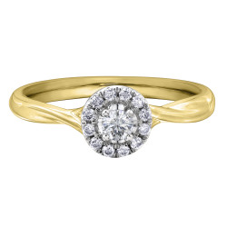 Yellow & White Gold Canadian Diamond with Halo Ring- .20ct