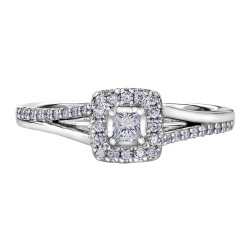 White Gold Canadian Princess Cut Diamond Ring- .30ct