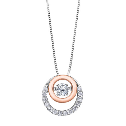 Northern Dancer Canadian Diamond Double Circle Necklace- 0.21ct TDW