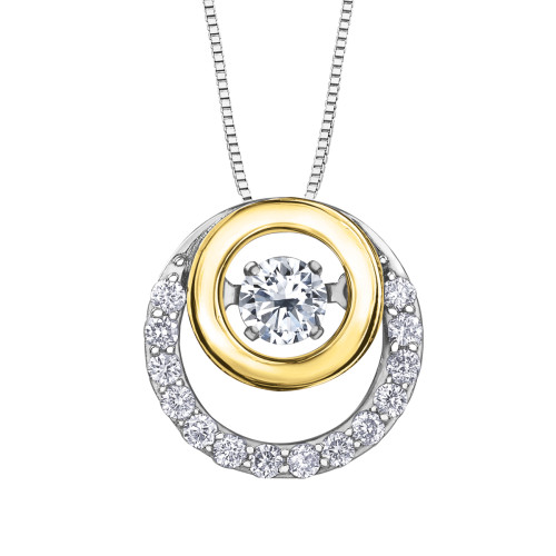 Northern Dancer Canadian Diamond Double Circle Necklace- 0.20ct TDW