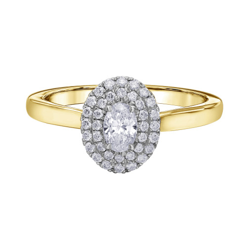 Oval Canadian Diamond Double Halo Ring- 0.44ct TDW