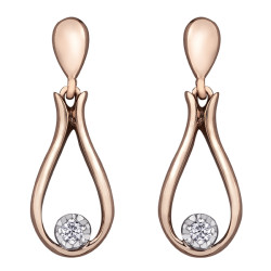 Rose and White Gold Diamond Earrings- 0.074ct TDW