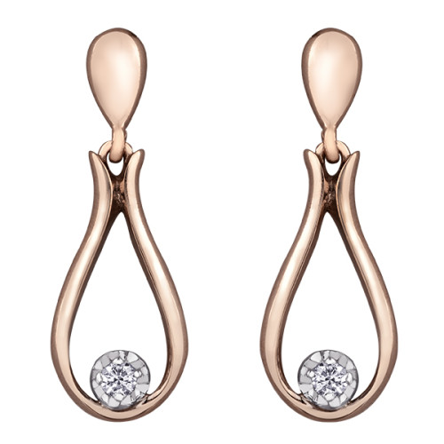 Rose and White Gold Diamond Earrings- 0.074ct TDW