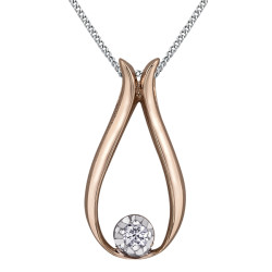 Rose and White Gold Diamond Solitaire Necklace- 0.035ct TDW