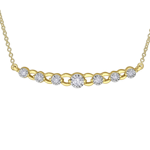 Yellow and White Gold Diamond Necklace- 0.18ct TDW