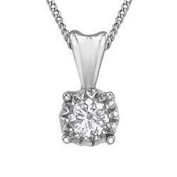Illuminaire Diamond Solitaire Necklace- 0.07ct, White Gold