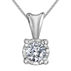 Illuminaire Diamond Solitaire Necklace- 0.10ct, White Gold