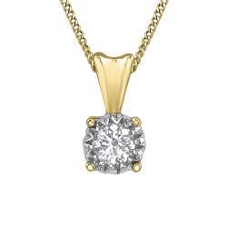 Illuminaire Diamond Solitaire Necklace- 0.07ct, Yellow Gold