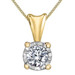 Illuminaire Diamond Solitaire Necklace- 0.10ct, Yellow Gold