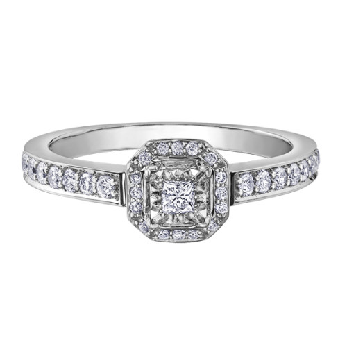 Princess Cut Illusion Set Diamond Ring with Halo- 0.41ct TDW