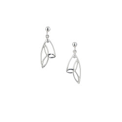 Butterfly Wing Trinity Post Earrings- Diamond & Silver