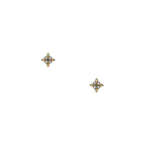 Silver and 10k Gold Celestial Stud Earrings