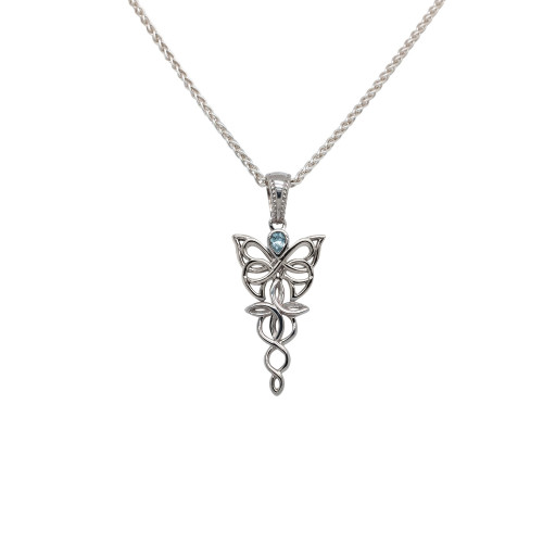 SILVER BUTTERFLY PETITE PENDANT-TOPAZ