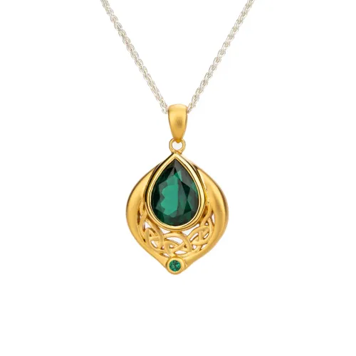 24k Vermeil over Silver with Lab Grown Emerald Alchemy Pendant