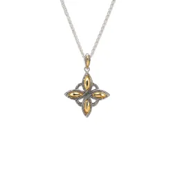 Silver and 10k Gold Celestial Star Pendant - Reversible