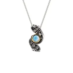 Silver And 10k Gold Celestial Necklace - London Blue Topaz
