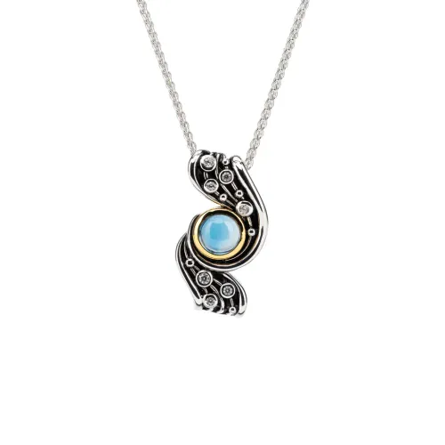 Silver And 10k Gold Celestial Necklace - London Blue Topaz