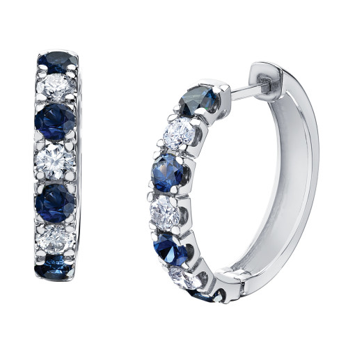 Sapphire and Canadian Diamond Hoops- 0.50ct TDW