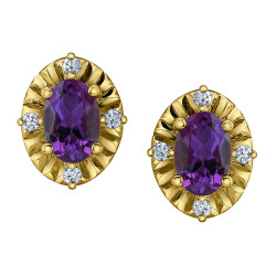 Amethyst and Canadian Diamond Earrings- 0.08ct TDW