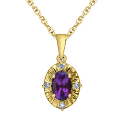 Amethyst and Canadian Diamond Necklace- 0.04ct TDW