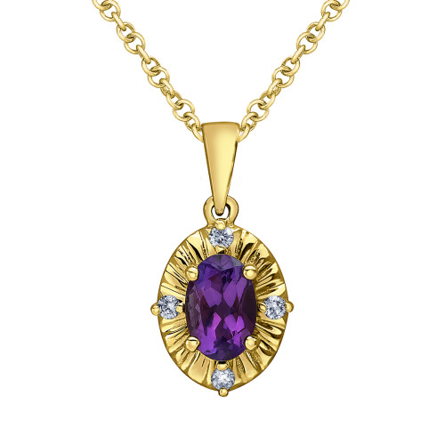 Amethyst and Canadian Diamond Necklace- 0.04ct TDW