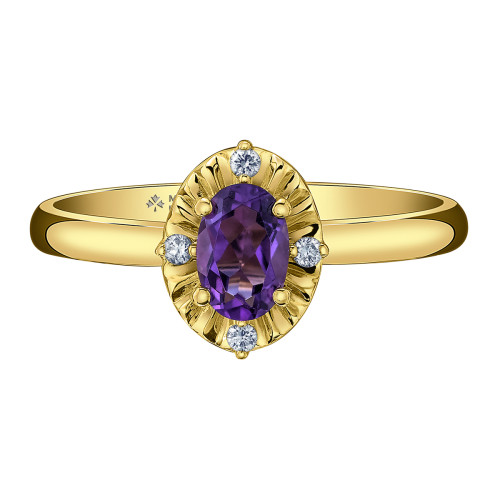 Amethyst and Canadian Diamond Ring- 0.04ct TDW
