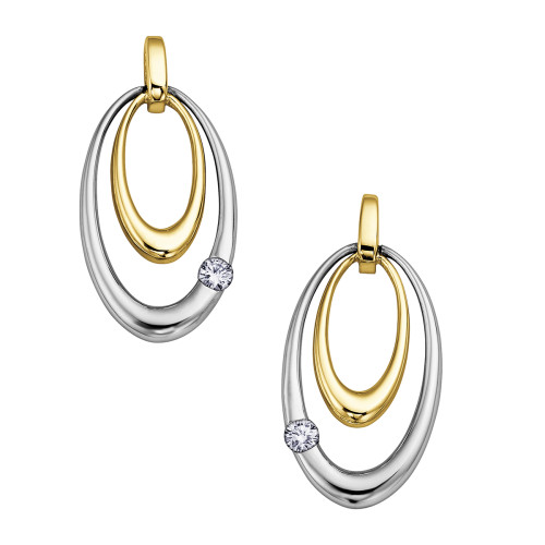 Oval Hoops Canadian Diamond Earrings- 0.09ct TDW Oval Hoops Canadian Diamond Earrings- 0.09ct TDW
