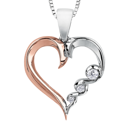White and Rose Gold Canadian Diamond Heart Necklace- 0.08ct TDW White and Rose Gold Canadian Diamond Heart Necklace- 0.08ct TDW