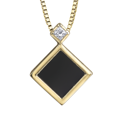 Onyx and Canadian Diamond Necklace- 0.04ct TDW