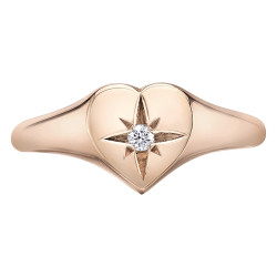 Star Set Heart Shaped Rose Gold Canadian Diamond Ring- 0.03ct